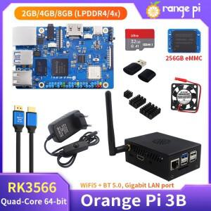 Orange Pi 3B 8GB 4GB 2GB Ram RK3566 쿼드 코어 64비트 WiFi+BLE 기가비트 SBC 4K 비디오 옵션 eMMC 모듈