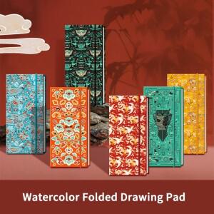 수채화 그림 책 중국 스타일 접힌 드로잉 패드 오르간 색칠하기 페인트 브러시 구 아슈 낙서 종이