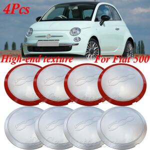 피아트 500 휠용 허브캡, 센터 허브 캡, 하이 엔드 텍스처, 68078419AC, 51884863 실버, 레드 더스트 커버,