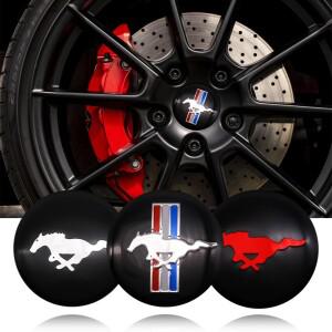 4개 56mm 자동차 휠 센터 허브 캡 스티커 머스탱 로고 포드 피에스타 몬데오 퓨전 익스플로러 이스케이프