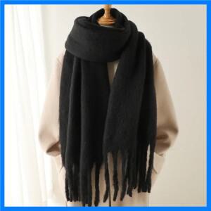 여성용 겨울 스카프 캐시미어 따뜻한 솔리드 파시미나 블랭킷 랩 여성용 두꺼운 부드러운 빅 태슬 숄 롱 판
