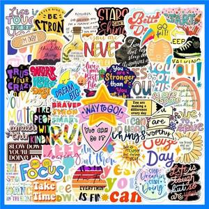 50Pcs 영감 영어 낙서 스티커 물병 노트북 전화 자전거 수하물 케이스 스케이트 보드 어린이 성인 스티커