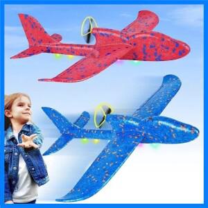핫 전기 폼 비행기 글라이더 손으로 던지는 비행기 LED 라이트 자동 비행 비행기 야외 장난감 소년 생일 선