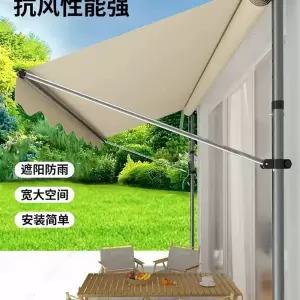 행거형 접이식 회색 수동 처마 가게 비가림막 차광막 어닝