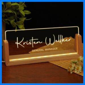 개인화 된 라이트 업 데스크 이름 아크릴 플레이트 직원 동료 교사를위한 이름 위치 선물이있는 맞춤형 사