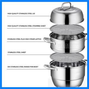 스테인레스 스틸 식품 찜솥 이중 레이어 보일러, 인덕션 쿠커 가스 스토브용 대용량 증기 어항