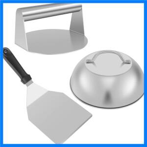 버거 키트 - 플랫탑 그릴 요리용 프레스 및 금속 주걱, 완벽한 패티 메이커