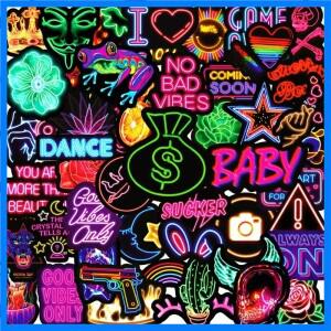 10/25/50pcs DIY 기타 전화 노트북 스케이트 보드 오토바이 헬멧 가방에 대 한 멋진 혼합 네온 불빛 낙서