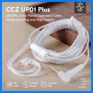 CCZ UP01 Plus 2M IEM 케이블 5N OFC 교체 헤드폰 확장 Hifi KZ ZS10 PRO/ZSN X/Castor/ZS12 X 용 QDC 핀