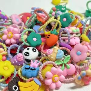 소녀를 위한 귀여운 엄지 머리끈 50/100개 고탄성 머리카락을 다치게 하지 않음 달콤한 어린 소녀 용