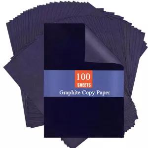 100개 A4 그래파이트 전사지 트레이싱 페인팅 시트 블루 복사 종이 드로잉 패턴 스케치 캔버스 패브릭용