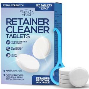 비너스 비주얼 리테이너 클리너 정제, 치과 기기 및 틀니 클리닝 얼라이너 나이트 마우스 가드 클리너, 120개