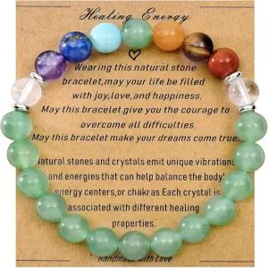 아리와이 강력한 힐링 크리스탈 팔찌 8MM 정품 스톤 럭키 비즈 차크라 6.5인치 긍정 에너지 영감 선물 여성