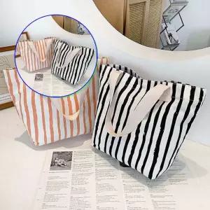 쌍문상회 여름 코디 가방 나들이백 기저귀 육아용품 보조백 스트라이프무늬백 대학생토트백 20대에코백선물