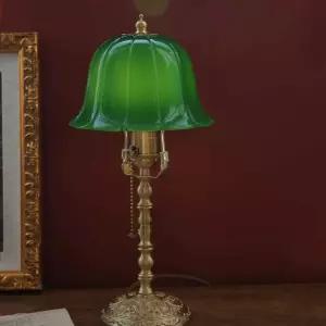 레트로 테이블 램프 엔틱 황동 에메랄드 복고 중세 그린