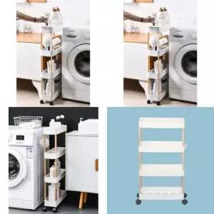 4단 이동식 틈새선반 폭14cm 우드봉 욕실 침대