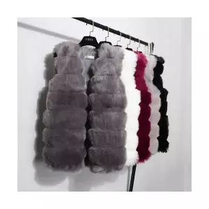 여자 하프 베스트 페이크퍼 코트 무스탕 슬림여우털 가죽 추동 BE3