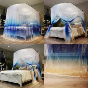 레이스모기장 200x220cm 커튼방충망 캐노피 침대 사각 침실 대형 퀸침대 인테리어 레일 공주 여름 실내 패