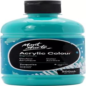몽 마르테 시그니처 터쿼이즈 아크릴 페인트 16.9온스(500ml) 세미 매트 마감 캔버스 목재 패브릭 가죽