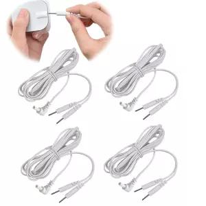 4개 교체용 와이어 핀 전극 패드 케이블(TENS 장치 및 EMS 기계에 호환되는 2mm 연결 포함)