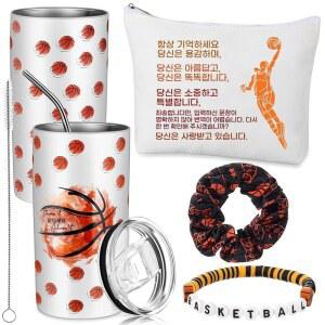Sieral 여아용 농구 선물 414ml(14온스) 물병 헤어 스크런치 참 팔찌 지퍼 지갑 가방 스포츠 액세서리 생일 파티 애호가