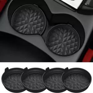 윙케이스 카 코스터 3.15인치[4팩] SUV 및 트럭용 자동차 액세서리 장착 실리콘 매트 논슬립 컵 홀더 삽입