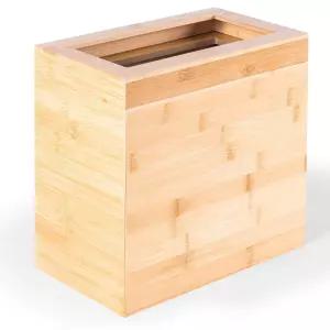 빈 라이너가 내장된 프레임과 프리미엄 뚜껑이 있는 바누이 대나무 쓰레기통 - 나무 욕실 침실 거실 주방