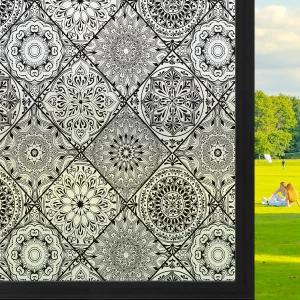 DKTIE 기하학적 선 프로스팅 유리 창문 필름 도어 윈도우 낮과 밤의 프라이버시 보호 방수 햇빛 차단