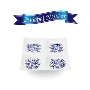 [롯데백화점]쯔비벨무스터 사각 4절 나눔접시 중형 (쯔비벨무스터)/ 4칸 반찬접시 클래식 블루 홈파티