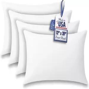 Foamily 12x20인치 사각 허리 쿠션 4개 세트 실내용 폴리에스터 속통/필러 미국 제조