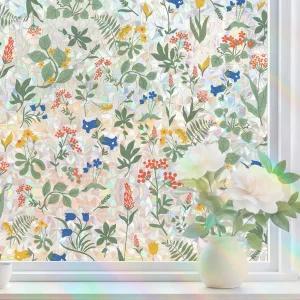 티미나 창문 프라이버시 필름 스테인드글라스 장식용 걸쇠 자외선 차단 스티커 유리문용 무지개 침실