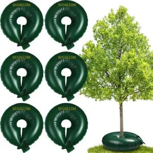 포인코어 6개 10갤런 헤비 듀티 트리 워터링 링 PVC 드립 관개 딥 루트 백 원형 천천히 방출 워터 파우치