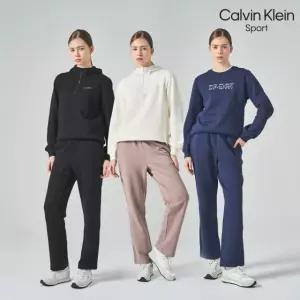 [Calvin Klein]캘빈클라인 26SS 에센셜 테리 셋업 3종, 여성(후디하프집업+맨투맨+롱팬츠)