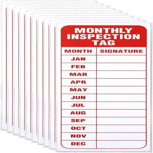 던줌 10개 월간 검사 스티커 5 ×2 비닐 안전 자체 접착 기록 태그 소화기 기계 장비 기록용 빨간색