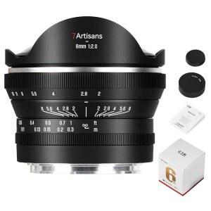7artisans 6mm F2.0 어안 카메라 렌즈 조리개 렌즈(M43 거리 프라임 220 금속 ED 대각선 클릭 2 마운트용) HI 초점 최소 APS-C 대형 0.1m