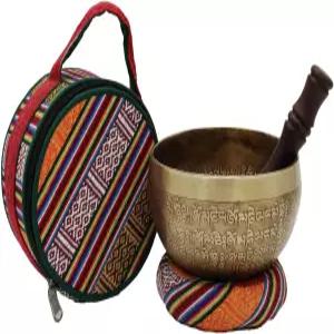 KHUSH 6인치 티베트 노래 그릇 마음챙김 차크라 그릇을 위한 풀 만트라 소라 각인 사운드 볼 실크 박스