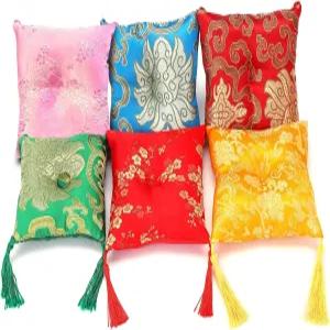 명상 노래 그릇 쿠션-1 PC 티베트 그릇용 만다라가 포함된 수제 벨벳 베개 홀더 3.2인치 핑크 - 요가