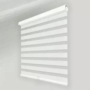 FOIRESOFT 표준 무선 자카드 패턴 지브라 롤러 음영 및 블라인드 윈도우용 [무선 우드룩 화이트 W24 x H64