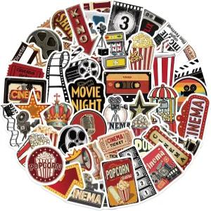 50Pcs 레트로 시네마 스티커 노트북용 그래피티 방수 스크랩북 저널 스케이트보드 물병 킨들 노트북 크롬북