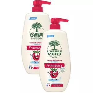 L'ARBRE VERT Framboise 라브르베르 샴푸 바디 앤 헤어 어린이 샤워 젤 라즈베리 향 720ml 2팩