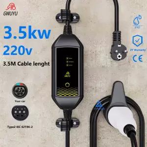 호환 GWUYU Type 2 자동차 충전기 16A Protable EV 충전기 3.5M 케이블 전선가리개 전류 자동차 충전 스테