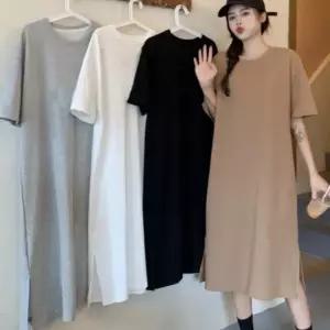 SHG 원피스 빅사이즈잠옷 여성원피스 반팔원피스잠옷 홈웨어 집에서 입는 편안한 루즈핏