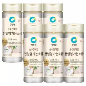 청정원 순수천혜염 천일염 가는소금 190g x 6개 국찌개 조림 요리 조미 미세입자 소금