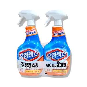 유한락스 주방청소용 세정제 600ml 2개입 x 10개, 기름때 세제 살균 한박스 제거
