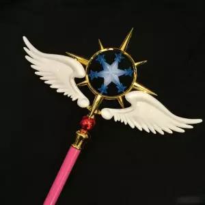 호환  카드캡터 사쿠라 클리어 카드 키노모토 사쿠라 코스프레 스타 드림 스틱 매직 지팡이 할로윈 파티 코