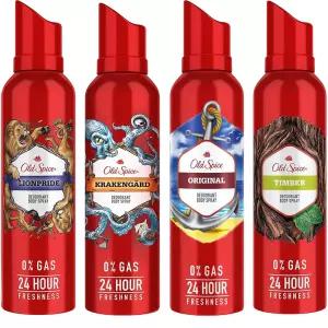 올드 스파이스 데오도란트 바디 스프레이 크라켄가드 목재 호박색 늑대가시 남성용 냄새 제거제 억제제 4.7