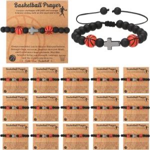 미저리 15세트 팔찌 팀 대량 선물 농구 배구 축구 야구 조절 가능한 구슬 성인 애호가를 위한 카드 스포츠