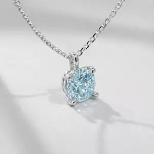 1캐럿 블루 랩 다이아 목걸이 클래식 4프롱 펜던트 IGI 여자 결혼 기념일 생일 선물