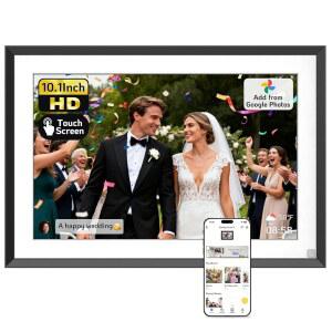 넥스포토 10.1 u201D 디지털 액자 64GB, HD 터치스크린 WiFi 전자 액자, 구글 사진 추가, APP /USB를 통한 사진/동영상 공유, 선물 모드 해제, 엄마 /생일, 검정