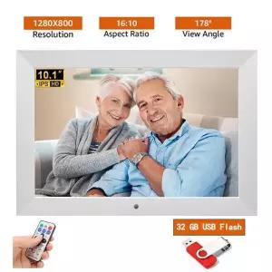 호환 10.1 인치 HD IPS 디지털 사진 프레임 MP4 영화 플레이어 USBMMCSDMS 카드 1280800 알람 시계 원격 제